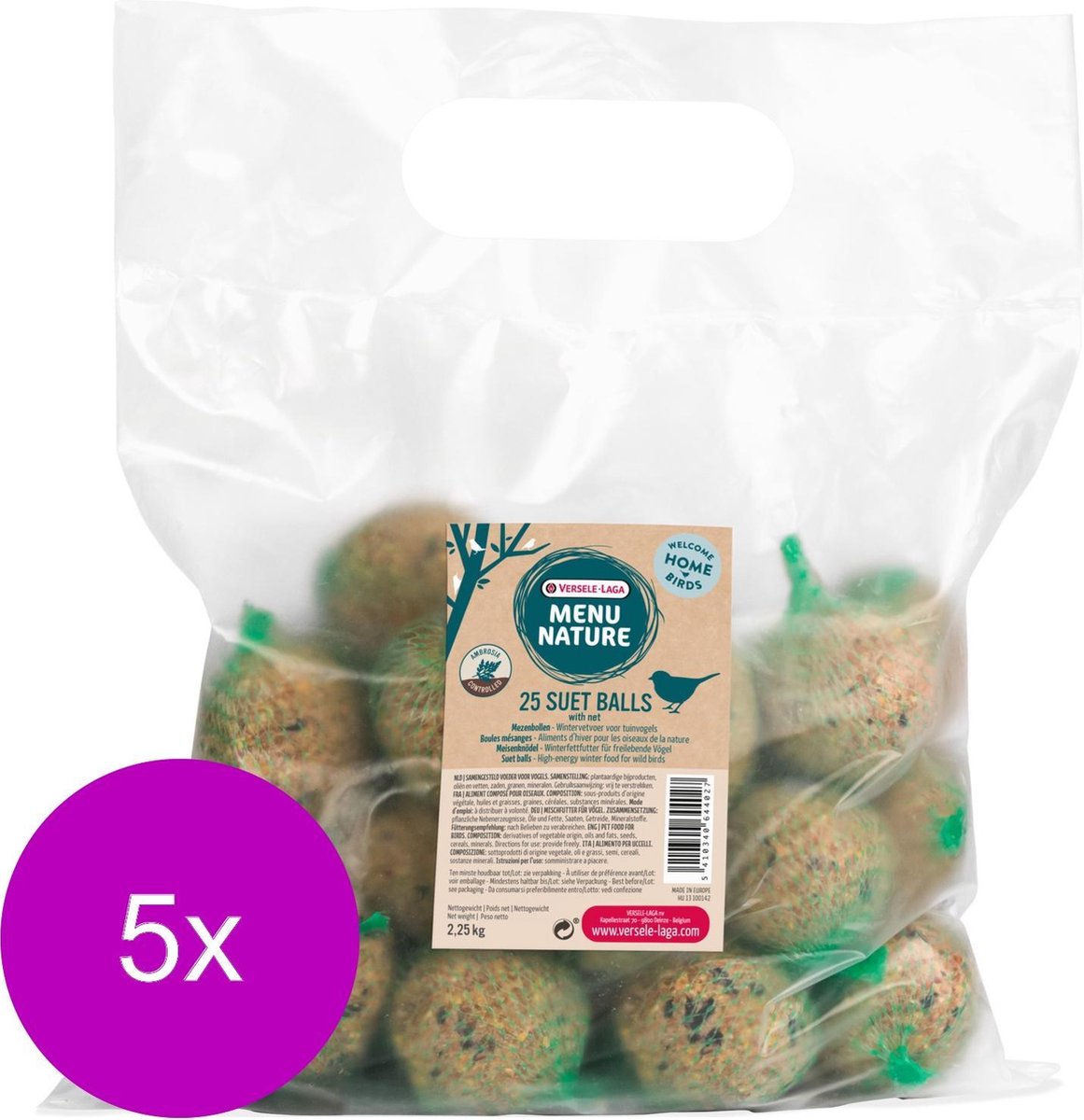 Versele-Laga Menu Nature Mezenbollen 25 Stuks - Voer - 5 x 2.25 kg