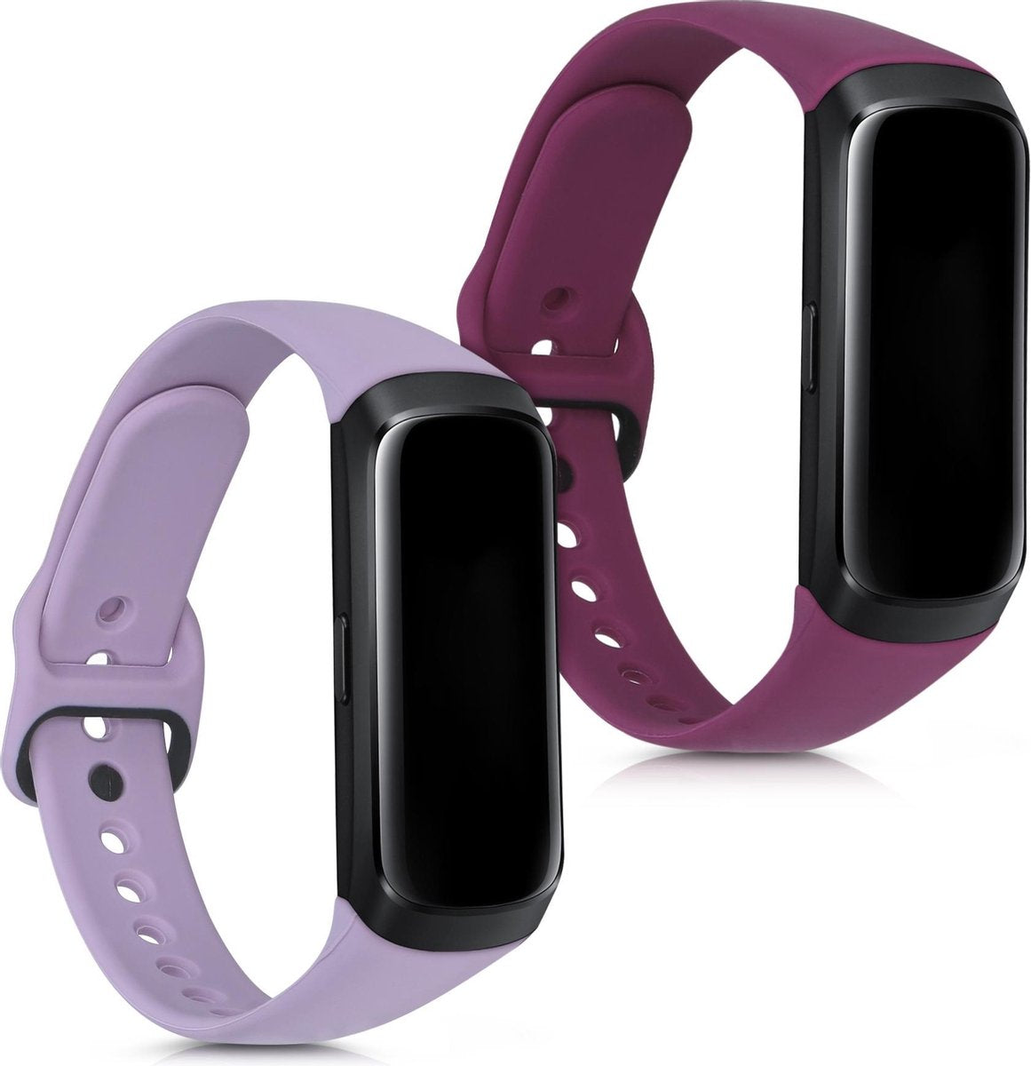 kwmobile 2x horlogeband voor Samsung Galaxy Fit (SM-R370) - siliconen band voor fitnesstracker - paars / braam