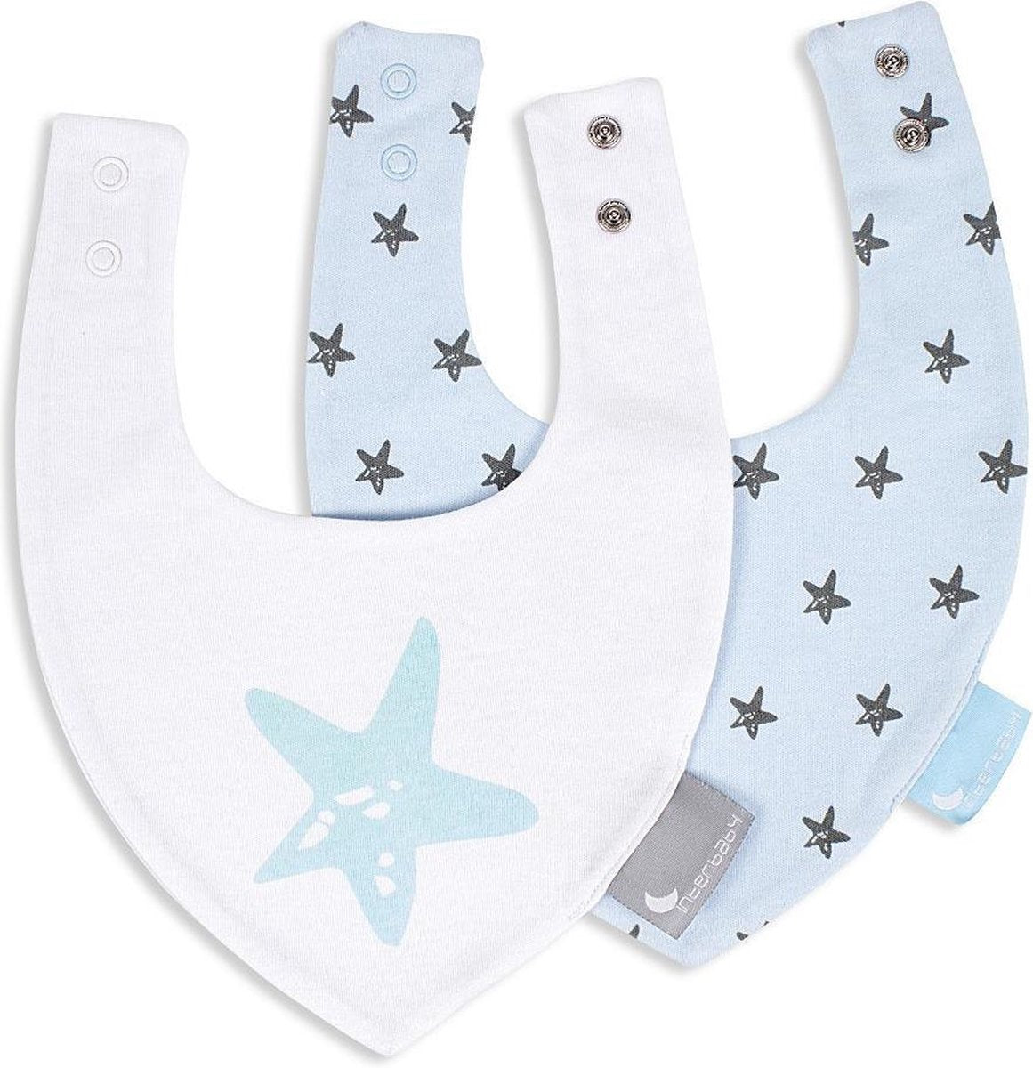 Interbaby Bandana-slabbetje Star 38 Cm Katoen Blauw 2 Stuks