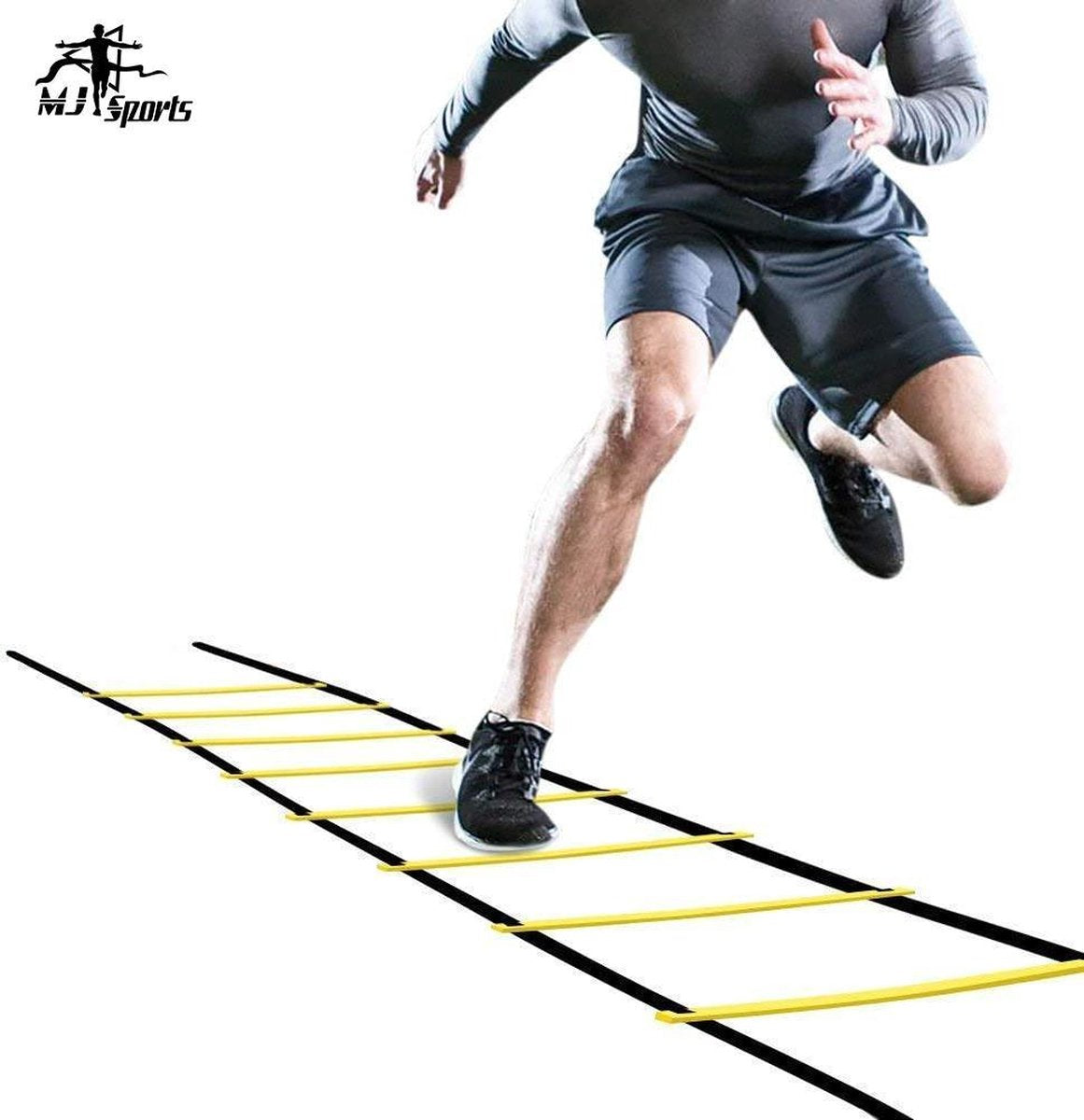 MJ Sports Premium Agility Speed Ladder 6 Meter - Trainingsladder - Loopladder - Behendigheidsladder - Springen - Rennen - Snelheid - Coördinatie - Balans - Evenwicht - Oefeningen - Atletiek - Voetbal - Voetbaltraining