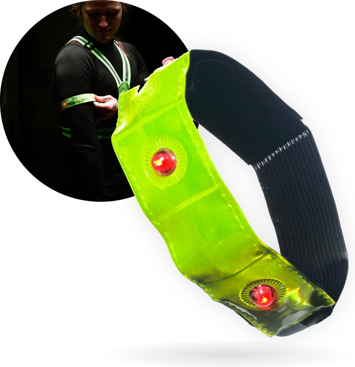 Hardloop Verlichting - Hardloop Lampjes - Hardloop Licht - Reflecterende Armbanden - LED + Klittenband