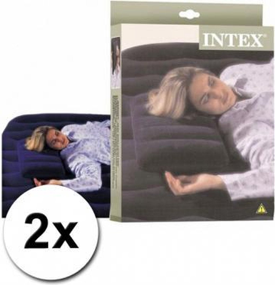 2 Opblaasbare kussens - Intex -  43 x 28 x 9 cm - Kampeerkussen - Reiskussen - Opblaasbaar - Festival - Festivalkussen