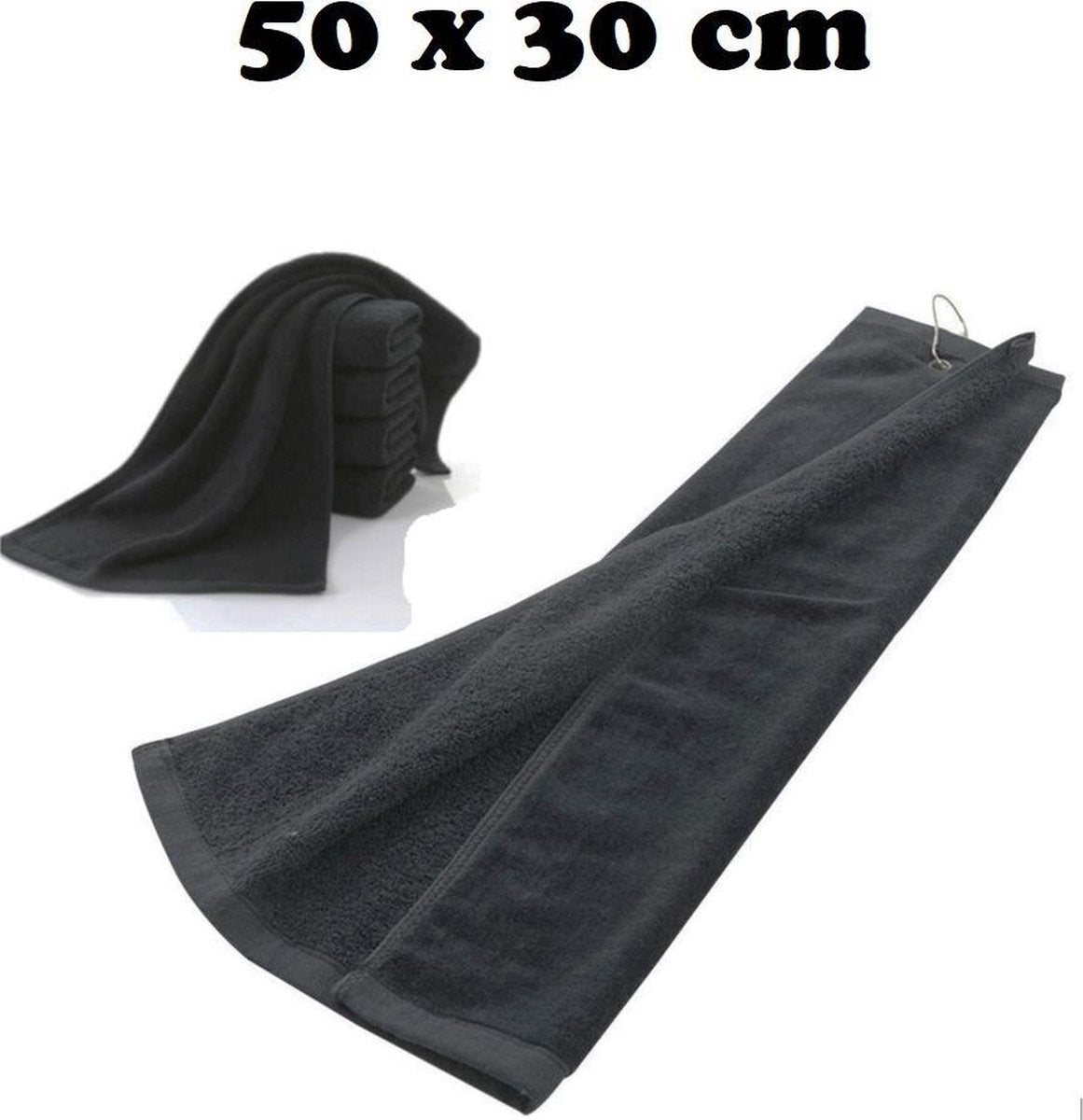 Firsttee - Golf handdoek - INCLUSIEF Ophanghaak - Goed Absorberend & Snel Drogend - Antraciet - 100% katoen - Golfset - Golfhanddoek - Golfhanddoeken - Golf accessoires - Golftrainingsmateriaal - Sport - Training - Cadeau - Golfballen - Trolley Tees