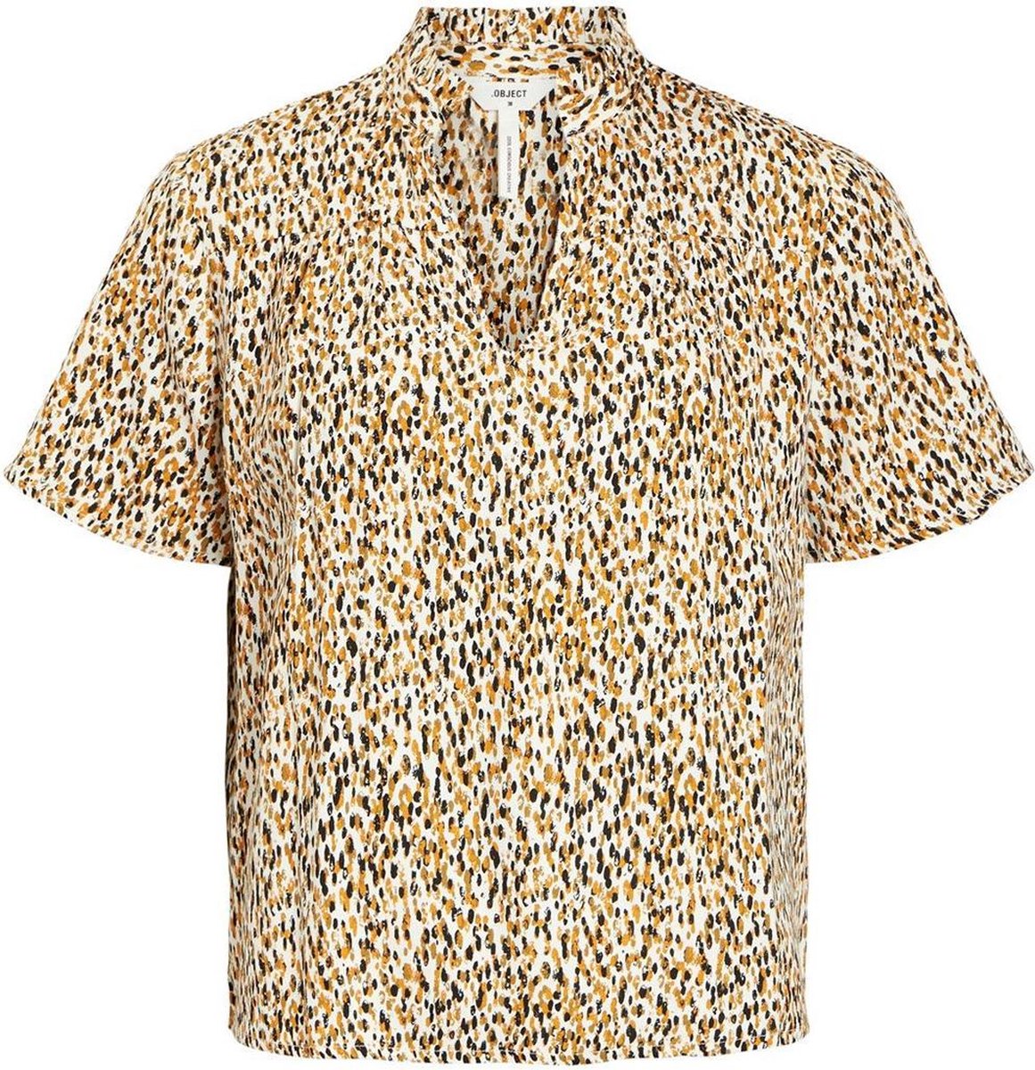 Objamanda Neel S/s Frill Top A Div 23036798 Cloud Dancer/leo