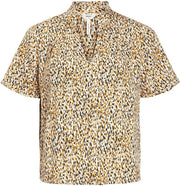 Objamanda Neel S/s Frill Top A Div 23036798 Cloud Dancer/leo