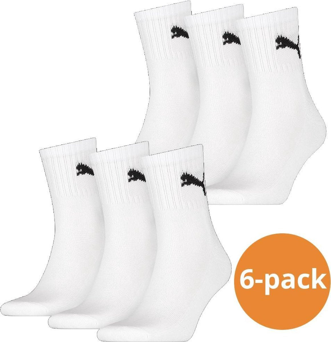 Puma sportsokken wit 6-pack - maat 39-42