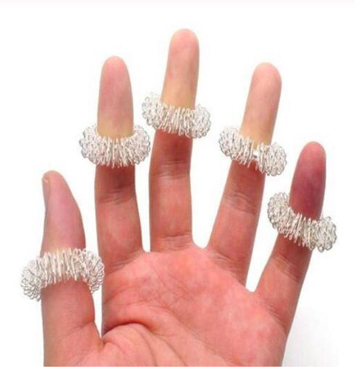 ProductGoods - 5 x Vingermassage Ring Silver | Accupunctuur | Ontspanning | Welness