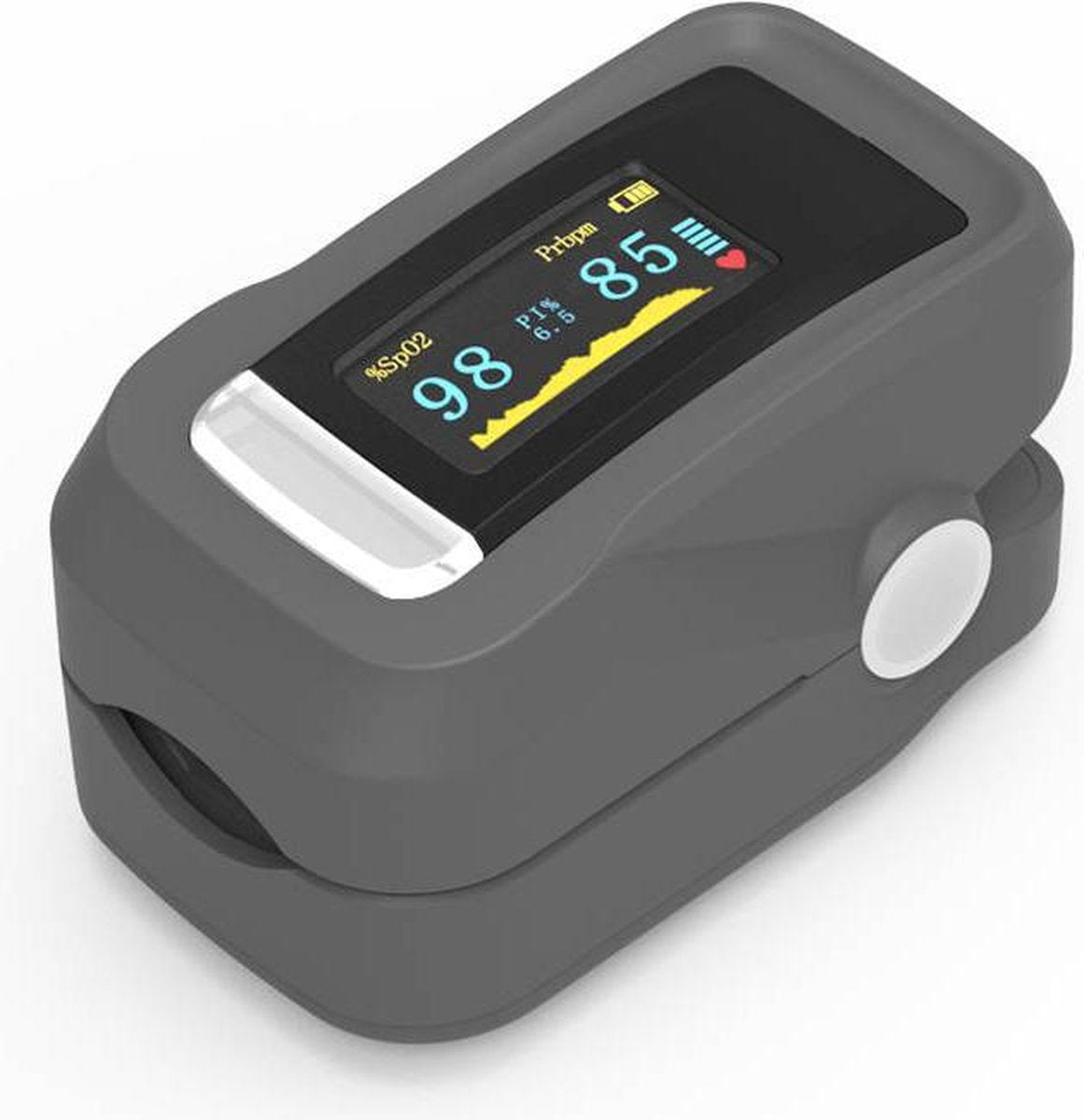 IMDK - Saturatiemeter - Zuurstofmeter - Pulse Oximeter - Incl. batterijen - Grijs