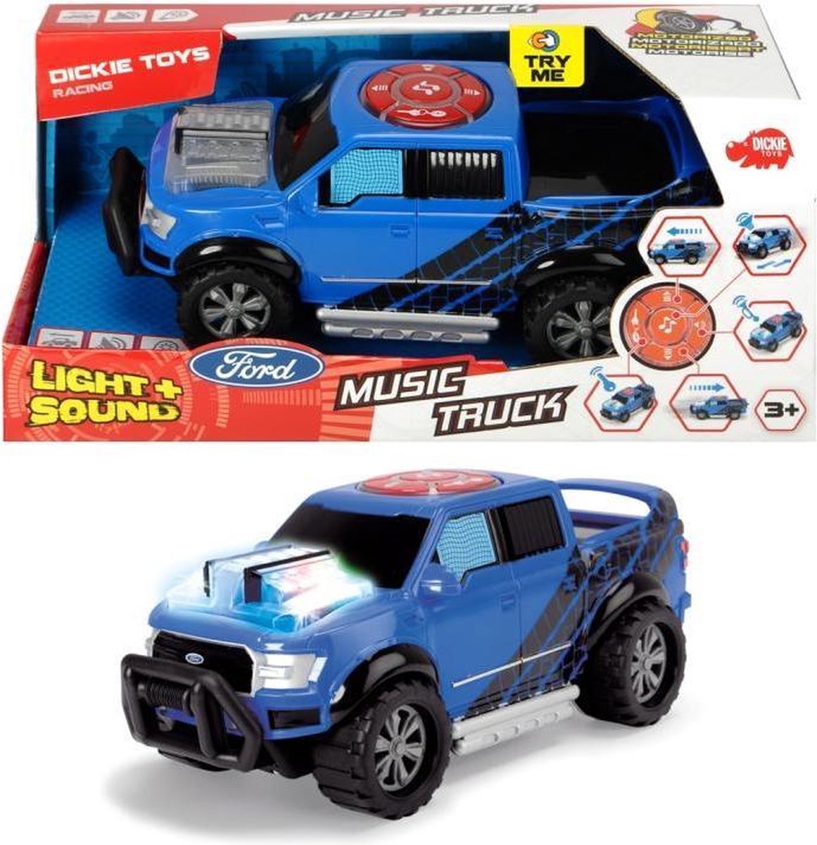 Dickie Toys Racing Ford Music Truck met Licht en Geluid
