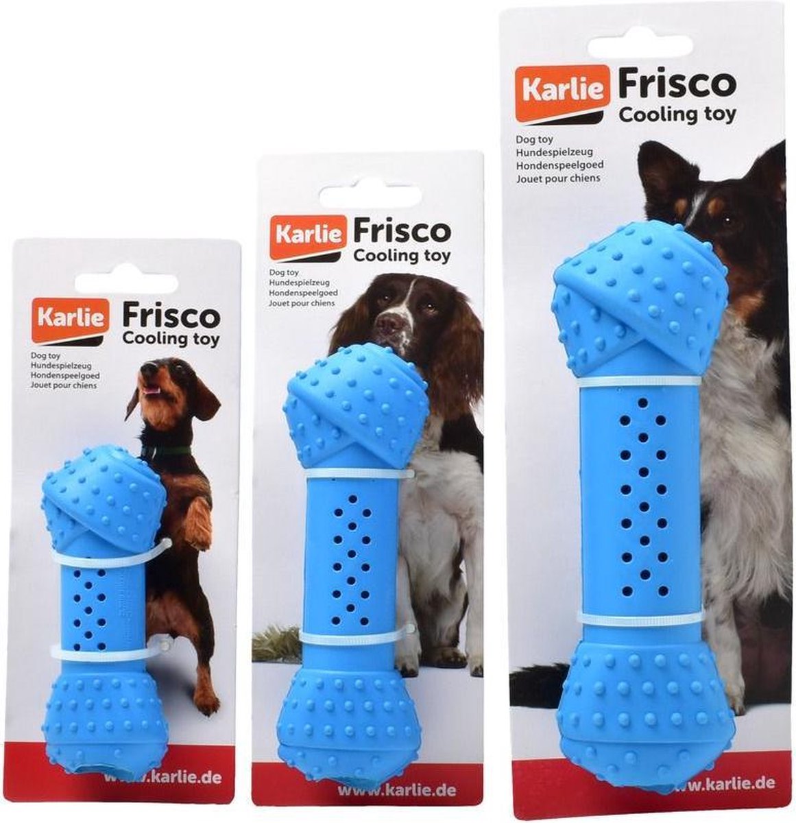 Rubber bone dog toy frisco blue 18cm