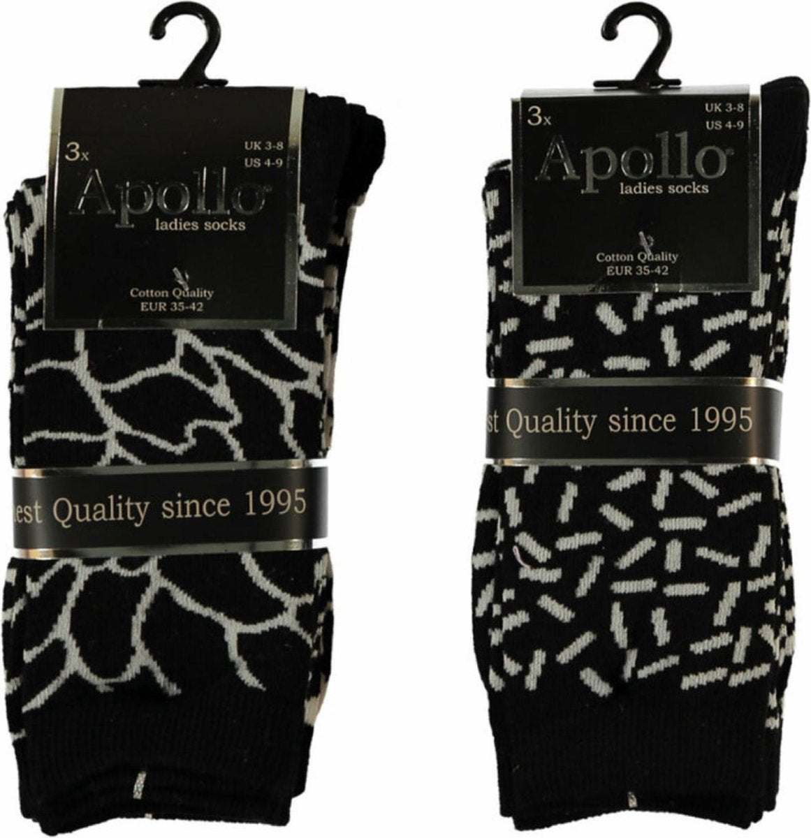 Dames sokken - Apollo - per 3 paar verpakt - willekeurige kleurencombinatie - ONE SIZE 35/42