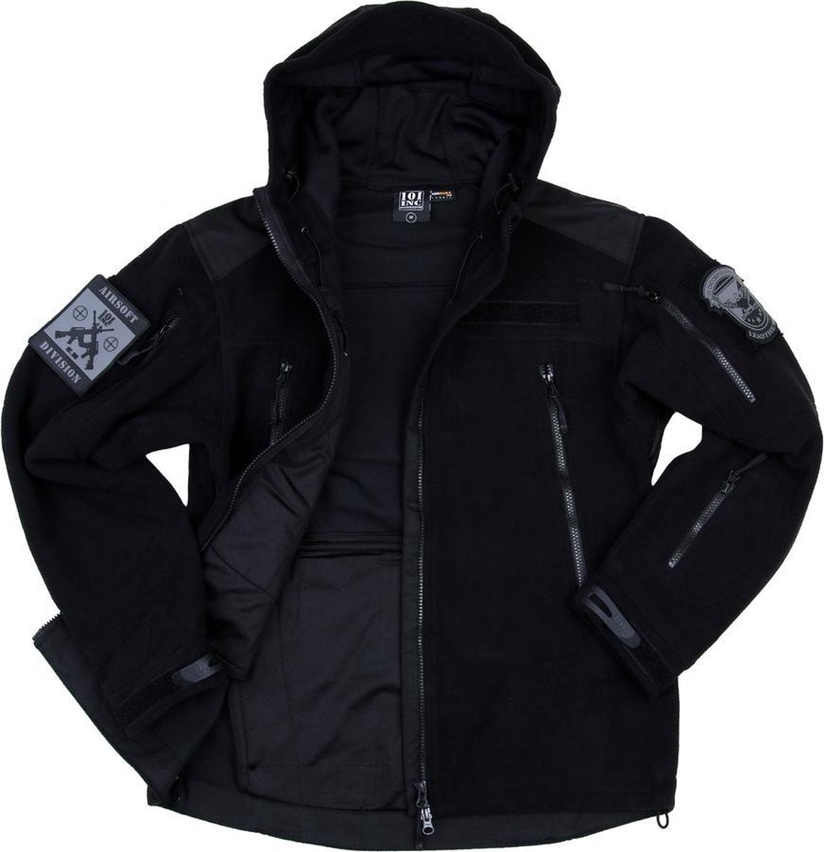 101inc Heavy Duty hooded fleece jack zwart