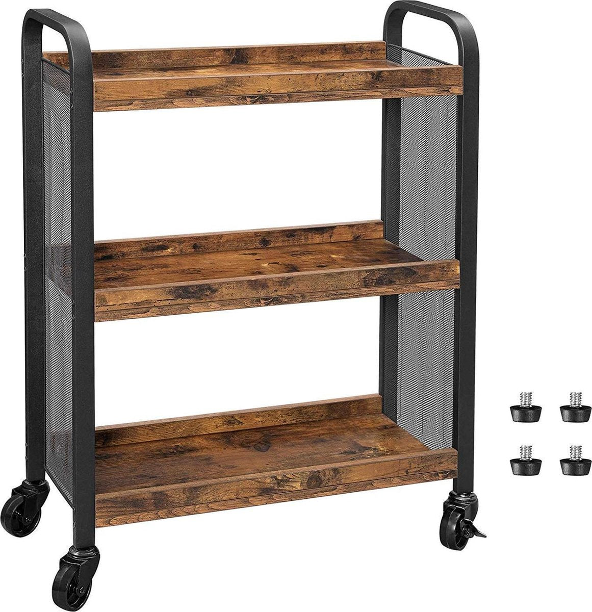 Nancy's Keukenwagen - Serveerwagen - Keukentrolleys - Rustiek Bruin - Industrieel - 66 x 26 x 85 cm
