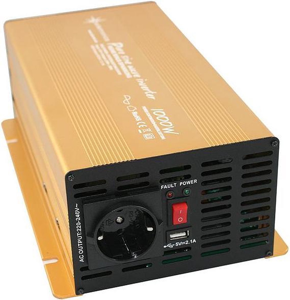 12V - 230V Zuivere sinus Spanningsomvormer 1000W