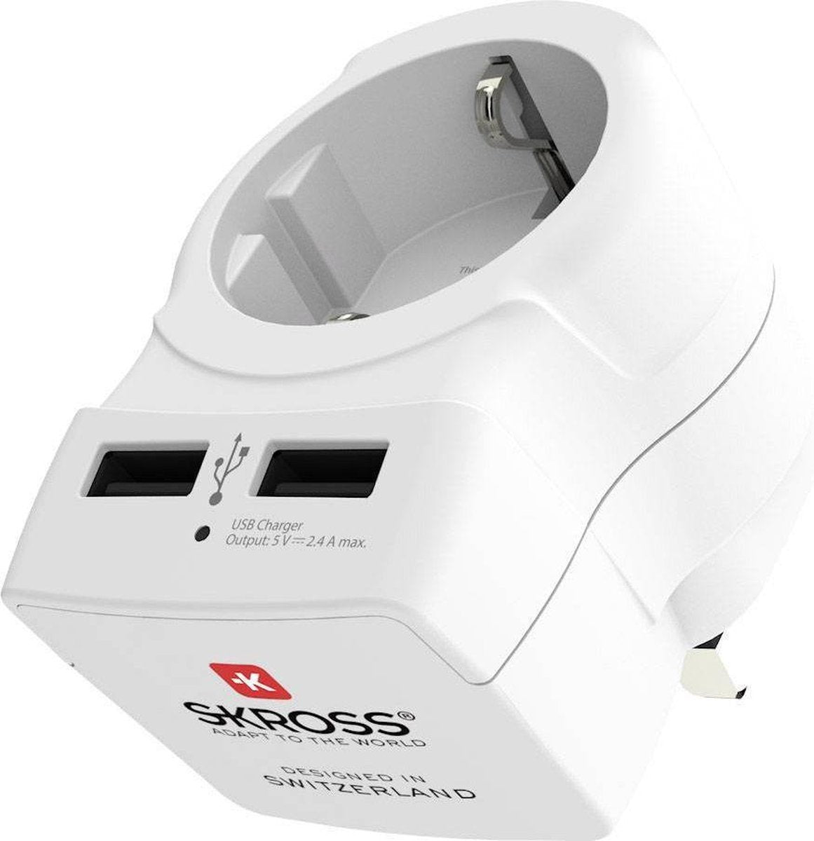SKROSS Reisstekker Europa naar UK + 2x USB