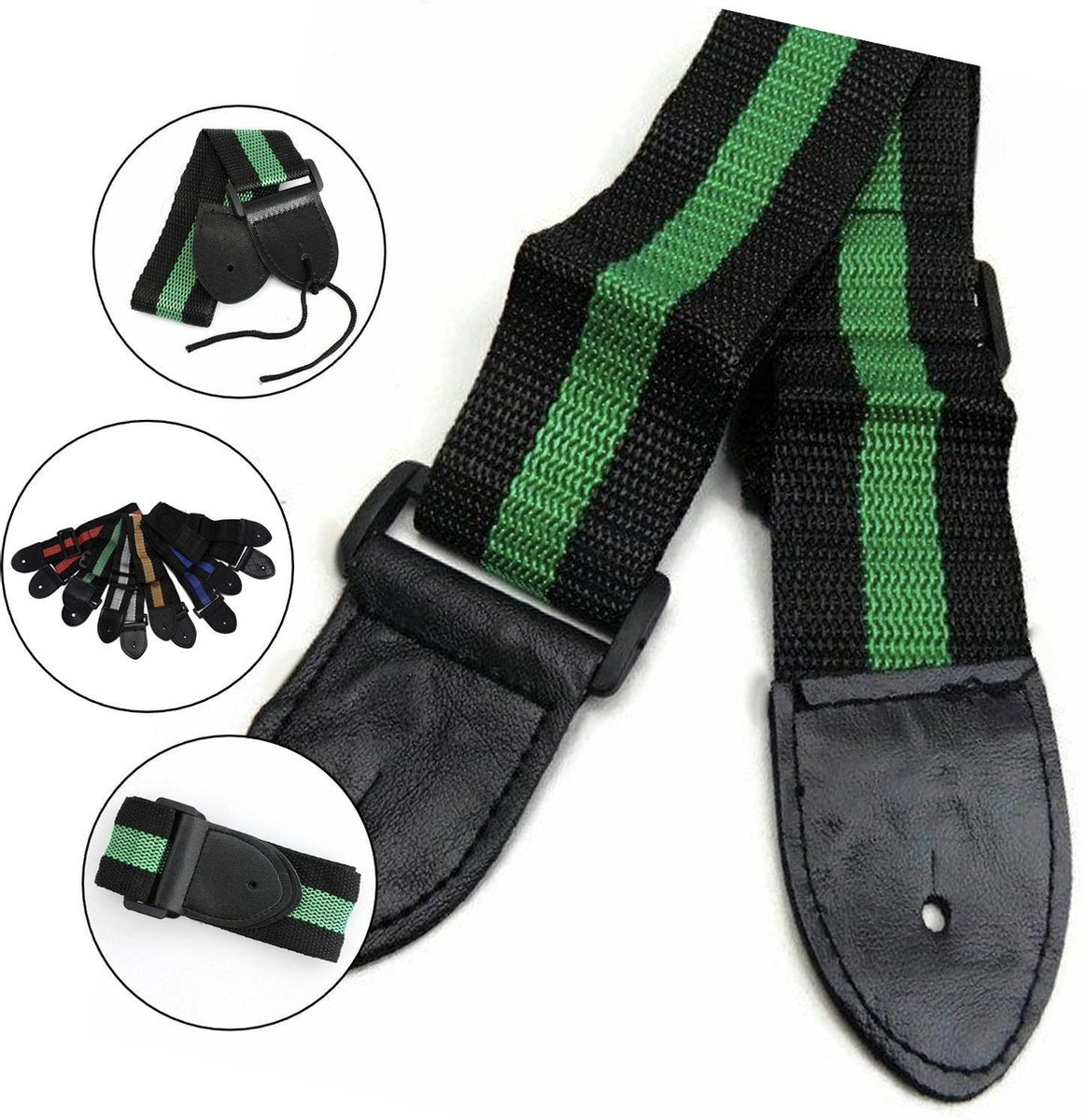Professionele Verstelbare Stevige Gitaarband - Gitaarbanden - Guitar strap Band -  Gitaarriem - Gitaar Riem - Bas Elektrische Akoestische Klassieke Gitaar - Verstelbaar - Nylon - Groen