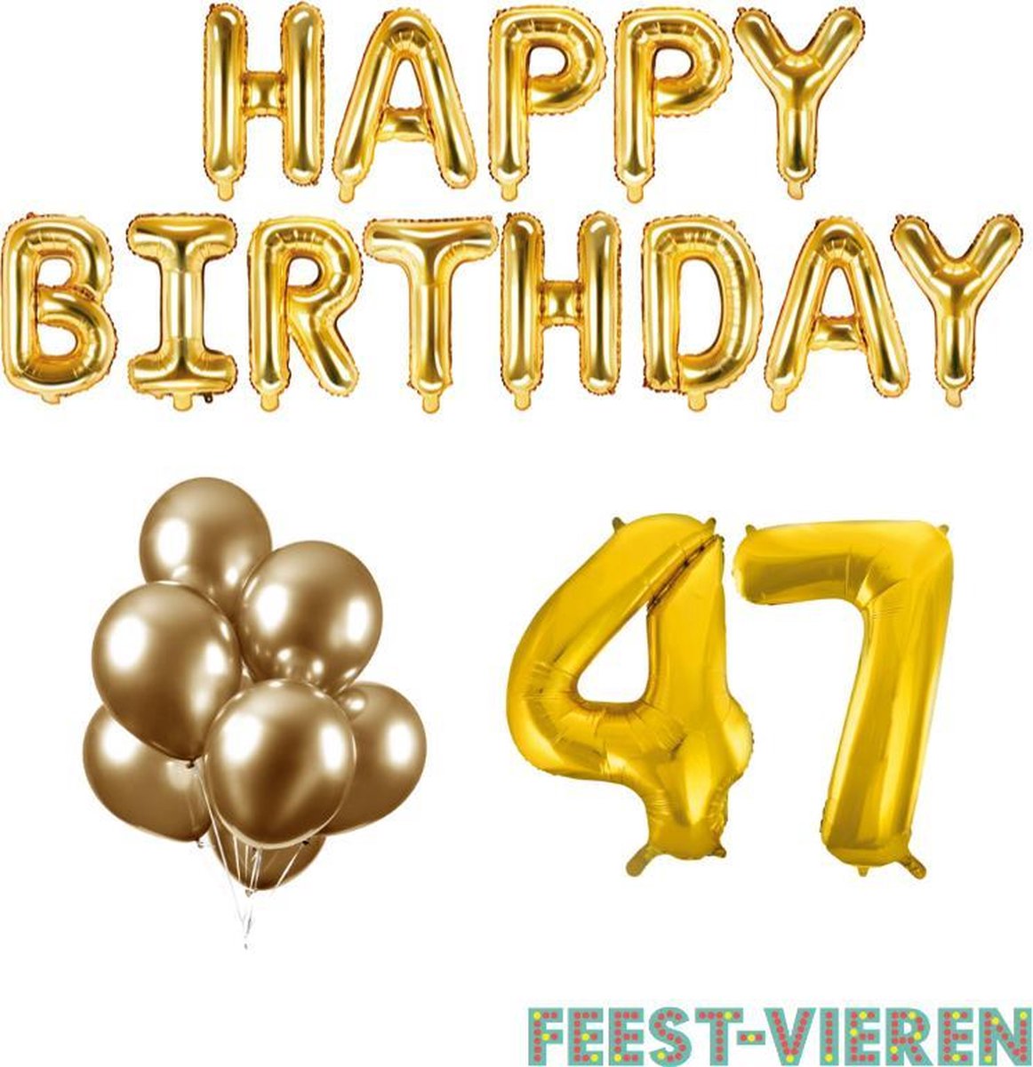 47 jaar Verjaardag Versiering Ballon Pakket Goud
