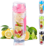 relaxdays waterfles met fruit filter - drinkbus met infuser - BPA-vrij - fruitwater roze