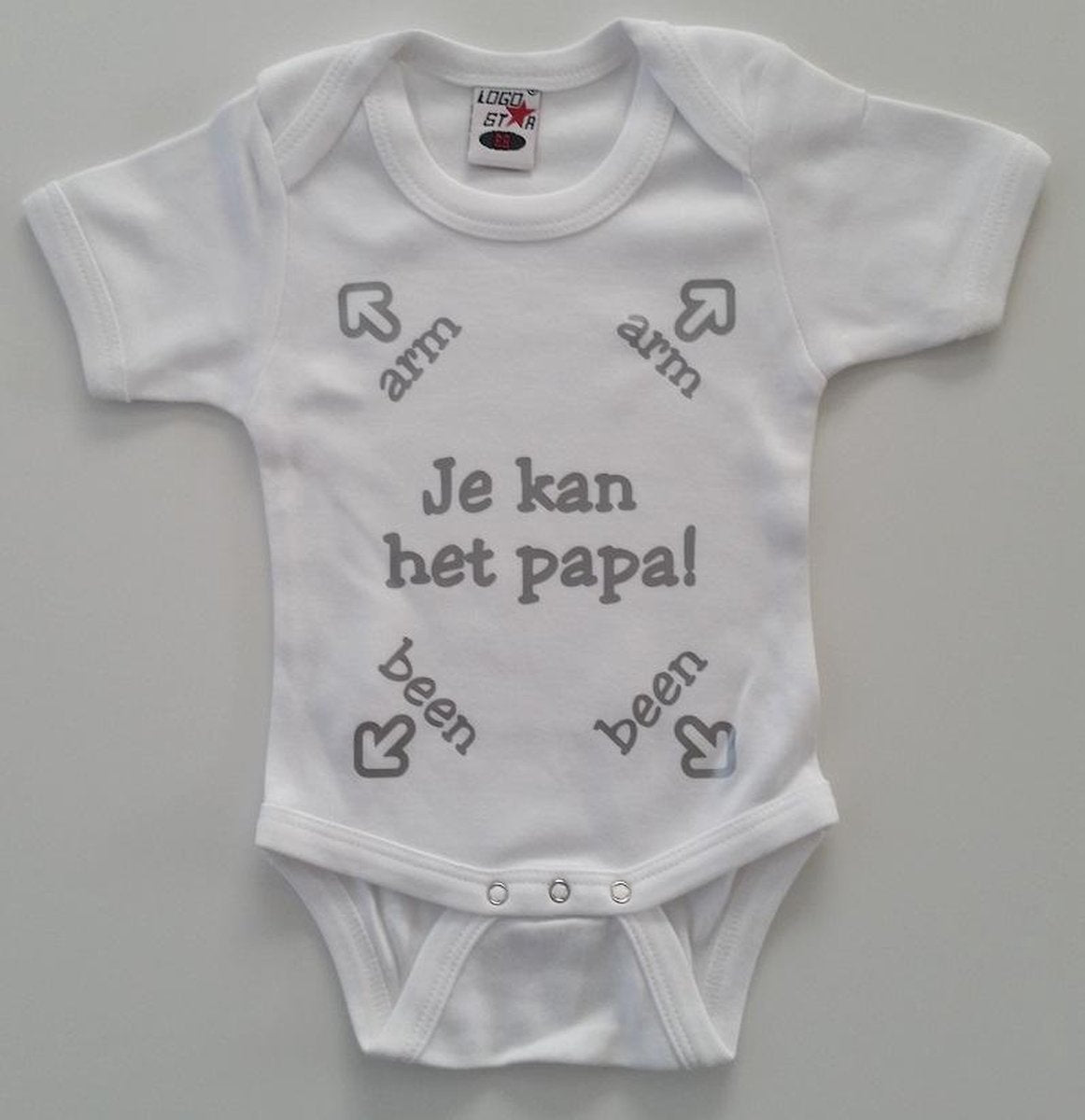Romper met tekst | maat 68 | Je kan het papa | Wit