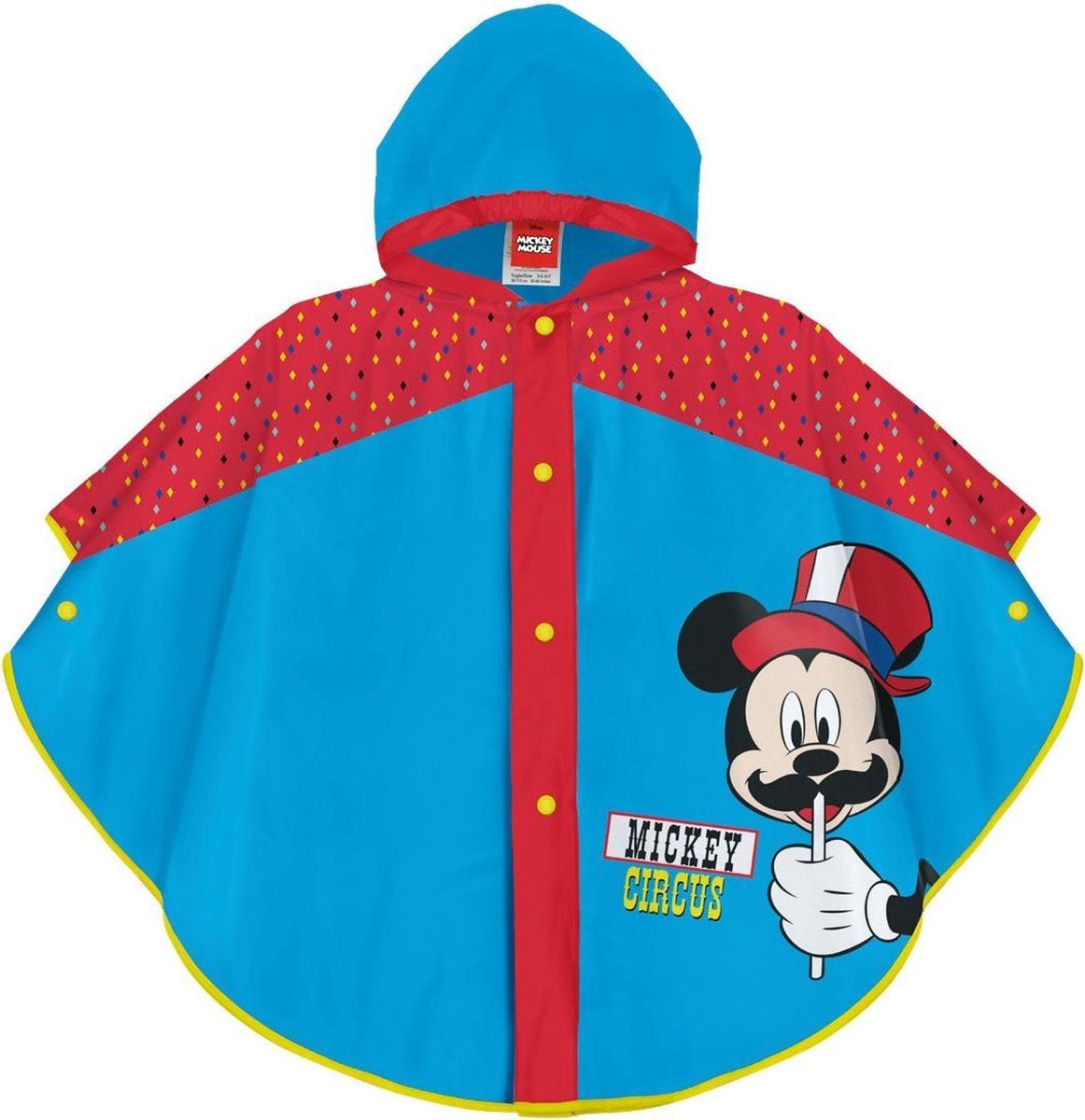 Perletti Regenponcho Mickey Circus Blauw/rood Maat 98/116