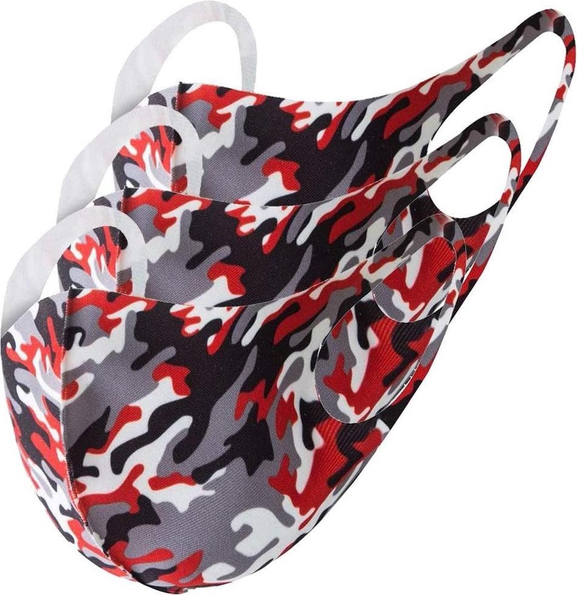 Mondkapje Wasbaar Mondmasker Camuflage rood Mondkapjes Niet-medisch - 3 stuks
