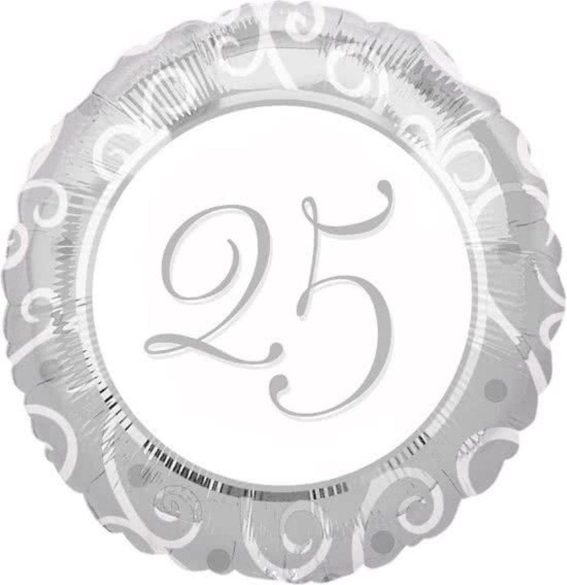 Folieballon - 25 Jaar - Zilver - 43cm - Zonder vulling