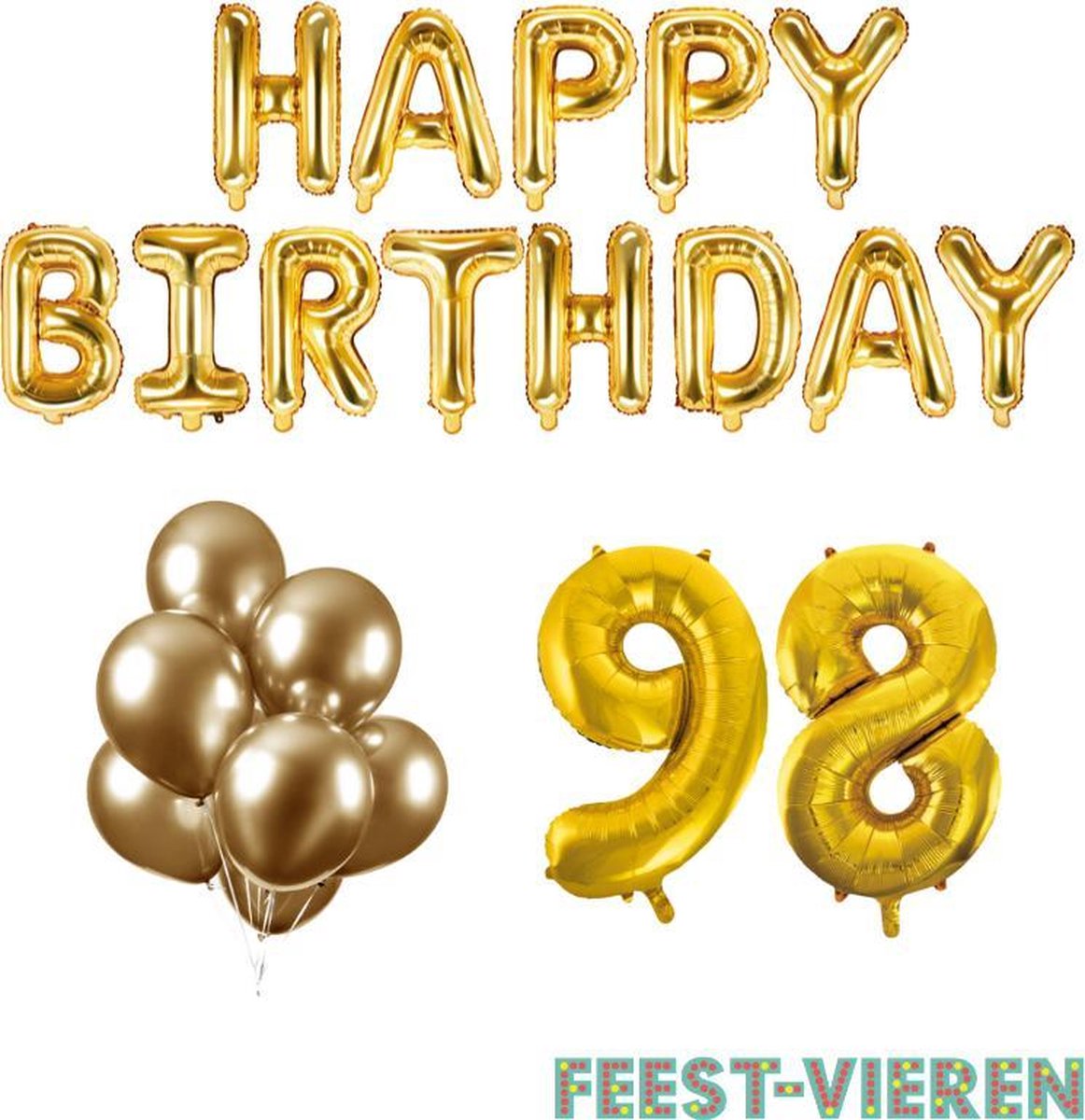 98 jaar Verjaardag Versiering Ballon Pakket Goud