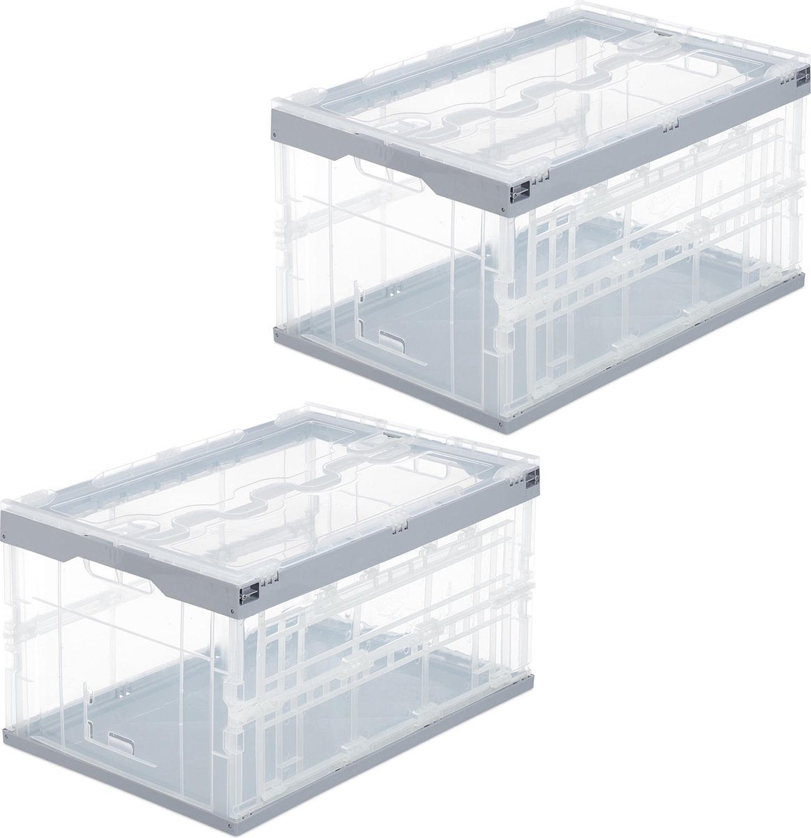 relaxdays 2x professionele vouwkrat - transport krat - boodschappenkrat met deksel