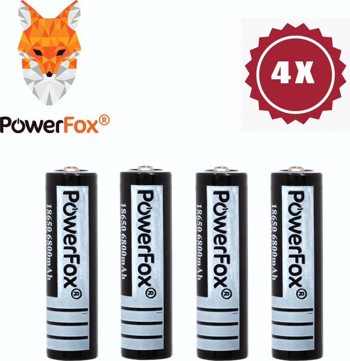 PowerFox® 4x 18650 Lithium batterij 3