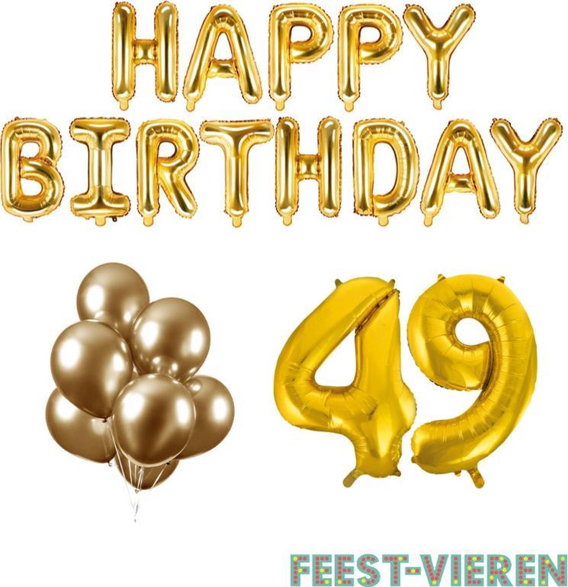 49 jaar Verjaardag Versiering Ballon Pakket Goud