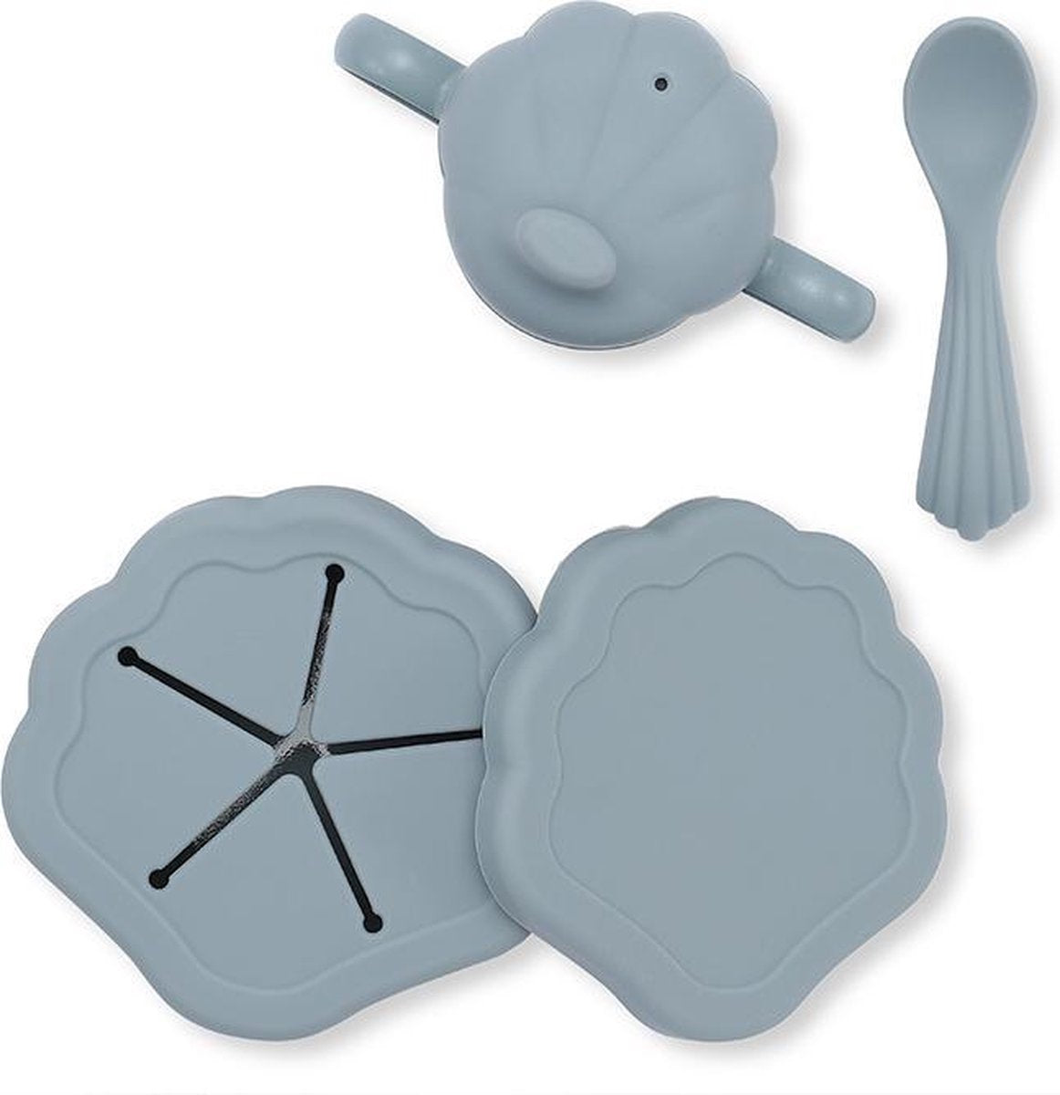 Siliconen baby serviesset Clam light blue Konges Slojd