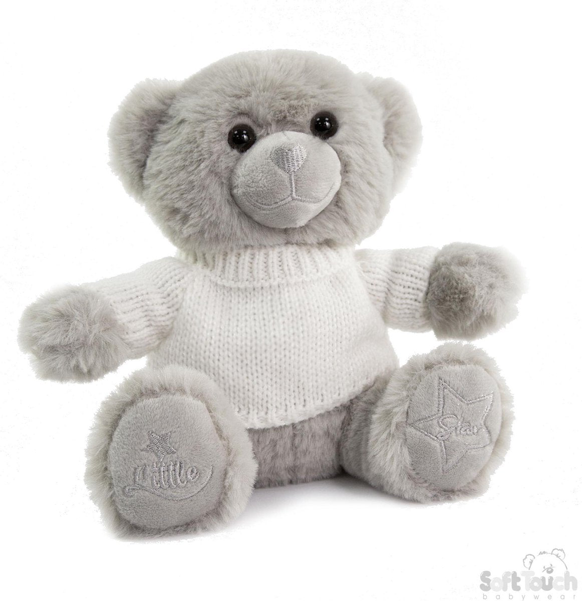 Soft Touch Knuffelbeer Met Sweater Junior 20 Cm Pluche Grijs