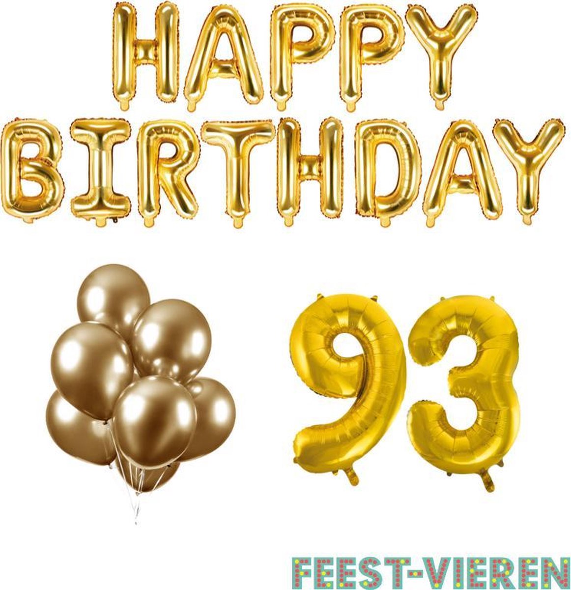 93 jaar Verjaardag Versiering Ballon Pakket Goud