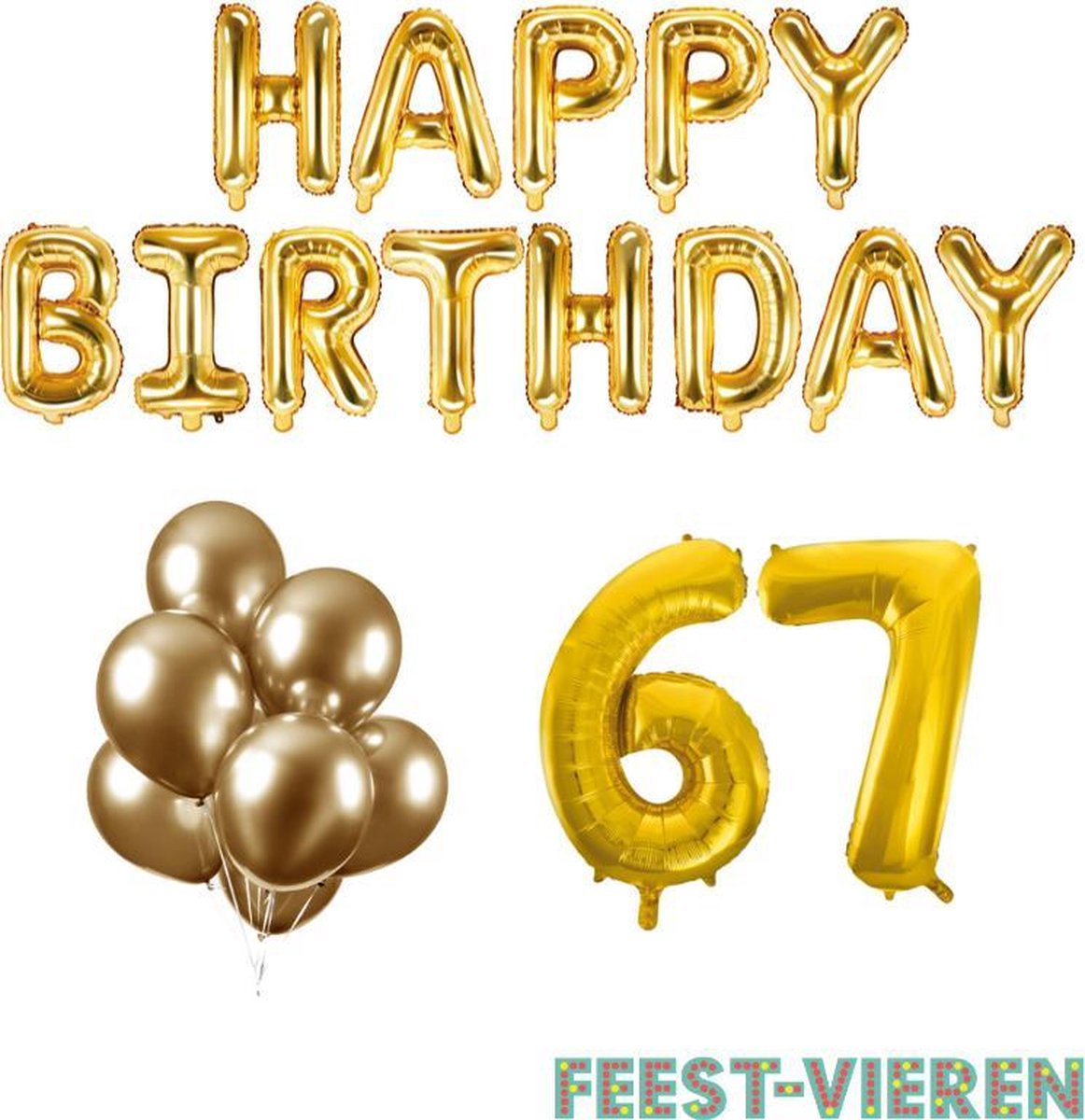 67 jaar Verjaardag Versiering Ballon Pakket Goud