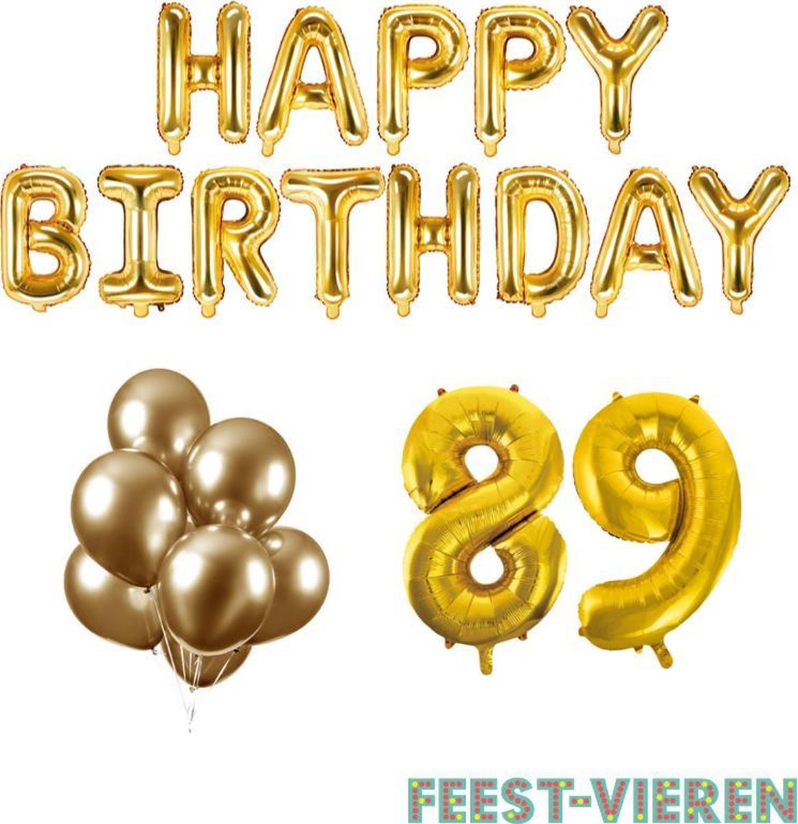 89 jaar Verjaardag Versiering Ballon Pakket Goud