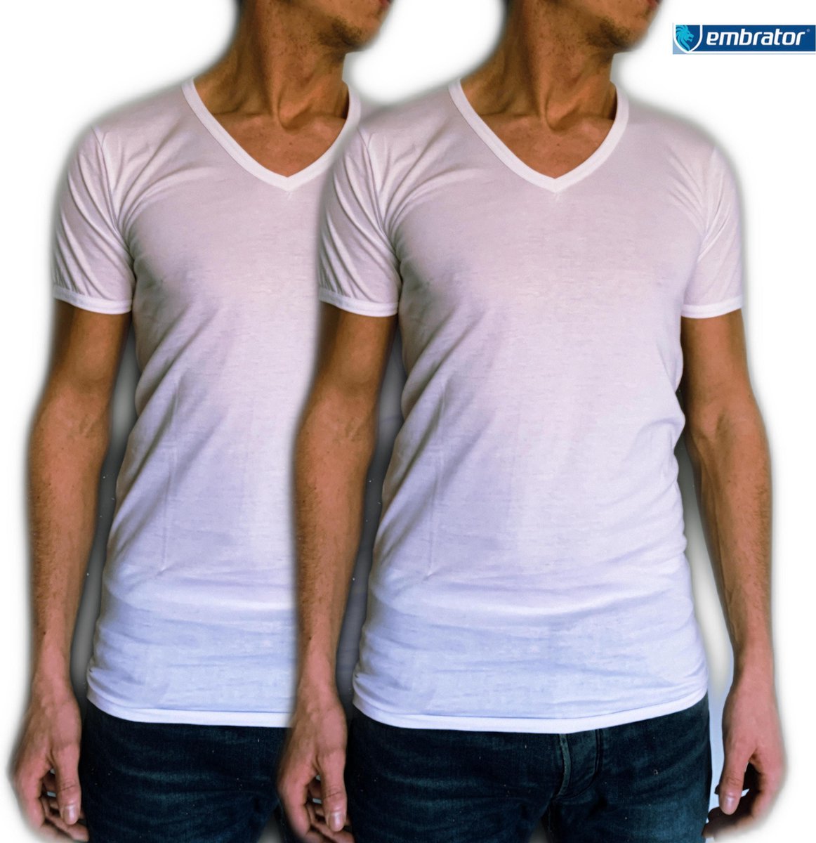 Embrator 2-pack heren T-shirt Invisible met V-hals wit maat 4XL