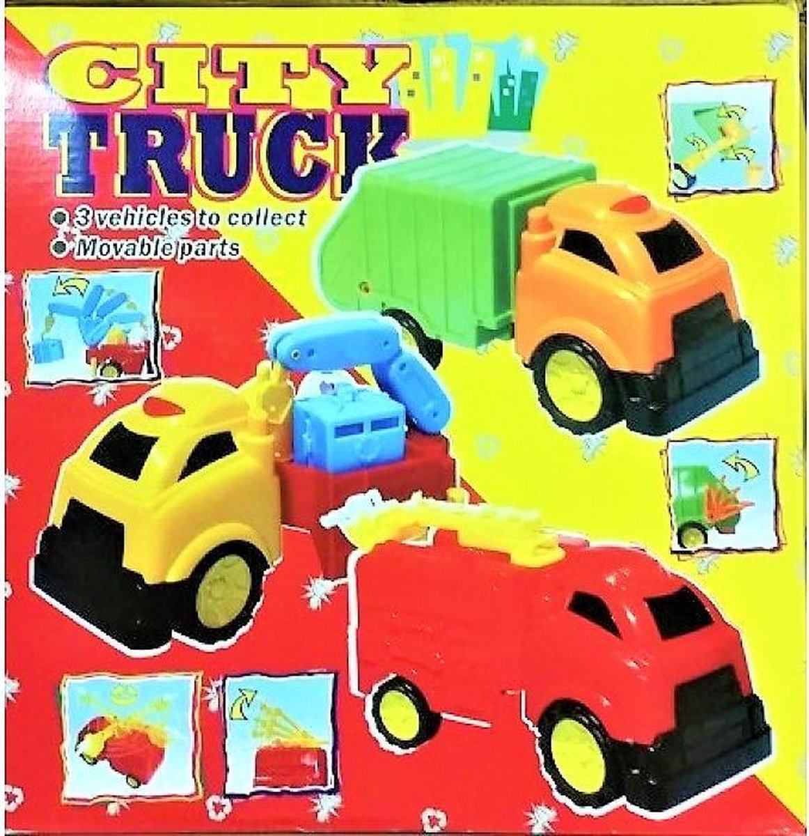 City Truck - Stadswagen met bewegende onderdelen - 3 assorti - Willekeurige uitvoering