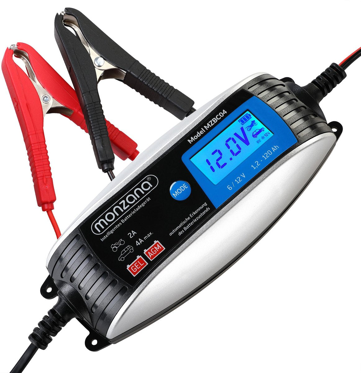 Monzana MZBC04 Auto-Acculader Volautomatische 6V 12V LCD-Scherm Druppelladen