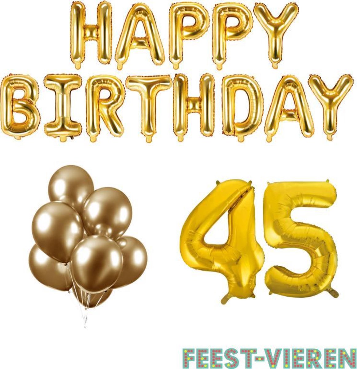 45 jaar Verjaardag Versiering Ballon Pakket Goud