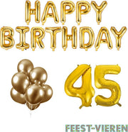 45 jaar Verjaardag Versiering Ballon Pakket Goud