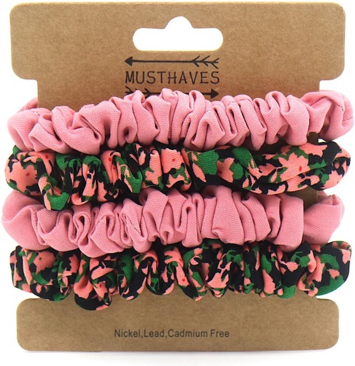 Damesdingetjes - Set van 4 scrunchies - Haarelastieken - Roze