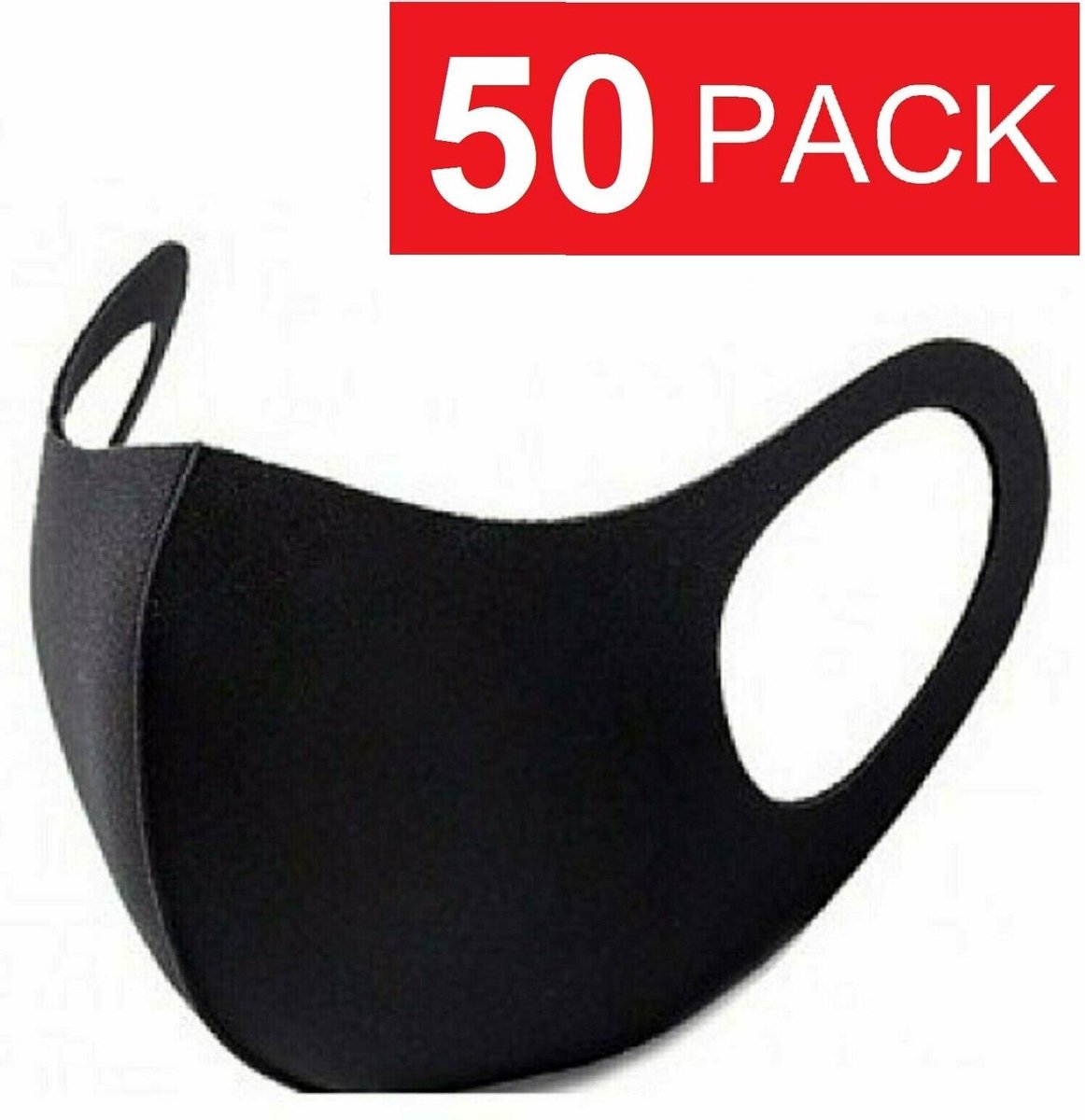 Mondkapje Wasbaar Mondmasker zwart Mondkapjes Niet-medisch - 50 Pack