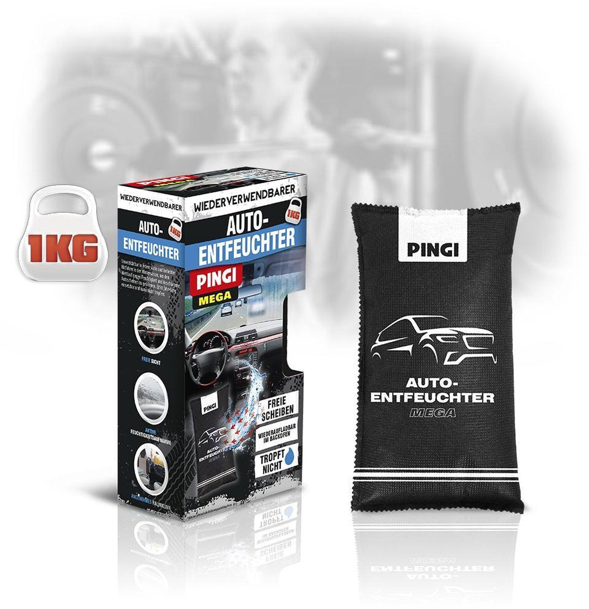 Pingi Auto Luchtontvochtiger Mega Pack - 1 KG - Auto Ontvochtiger - Vochtverdrijver Auto