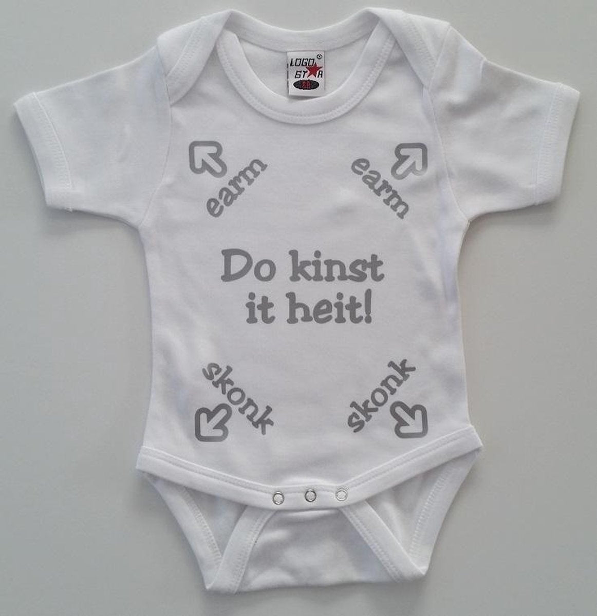Romper met Friese tekst | maat 68 | Do kinst it heit | Wit