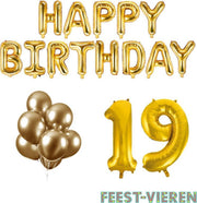 19 jaar Verjaardag Versiering Ballon Pakket Goud
