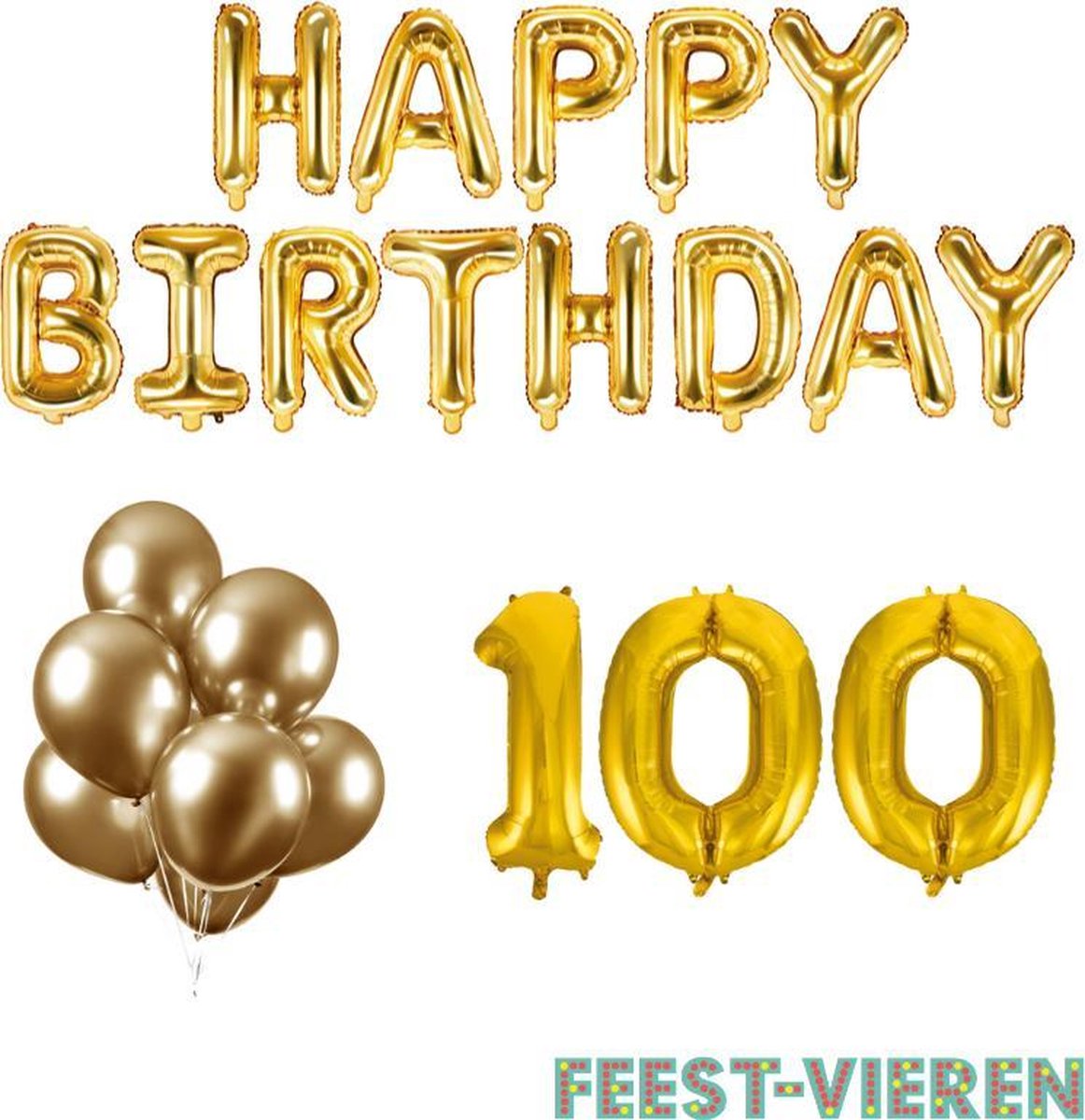 100 jaar Verjaardag Versiering Ballon Pakket Goud
