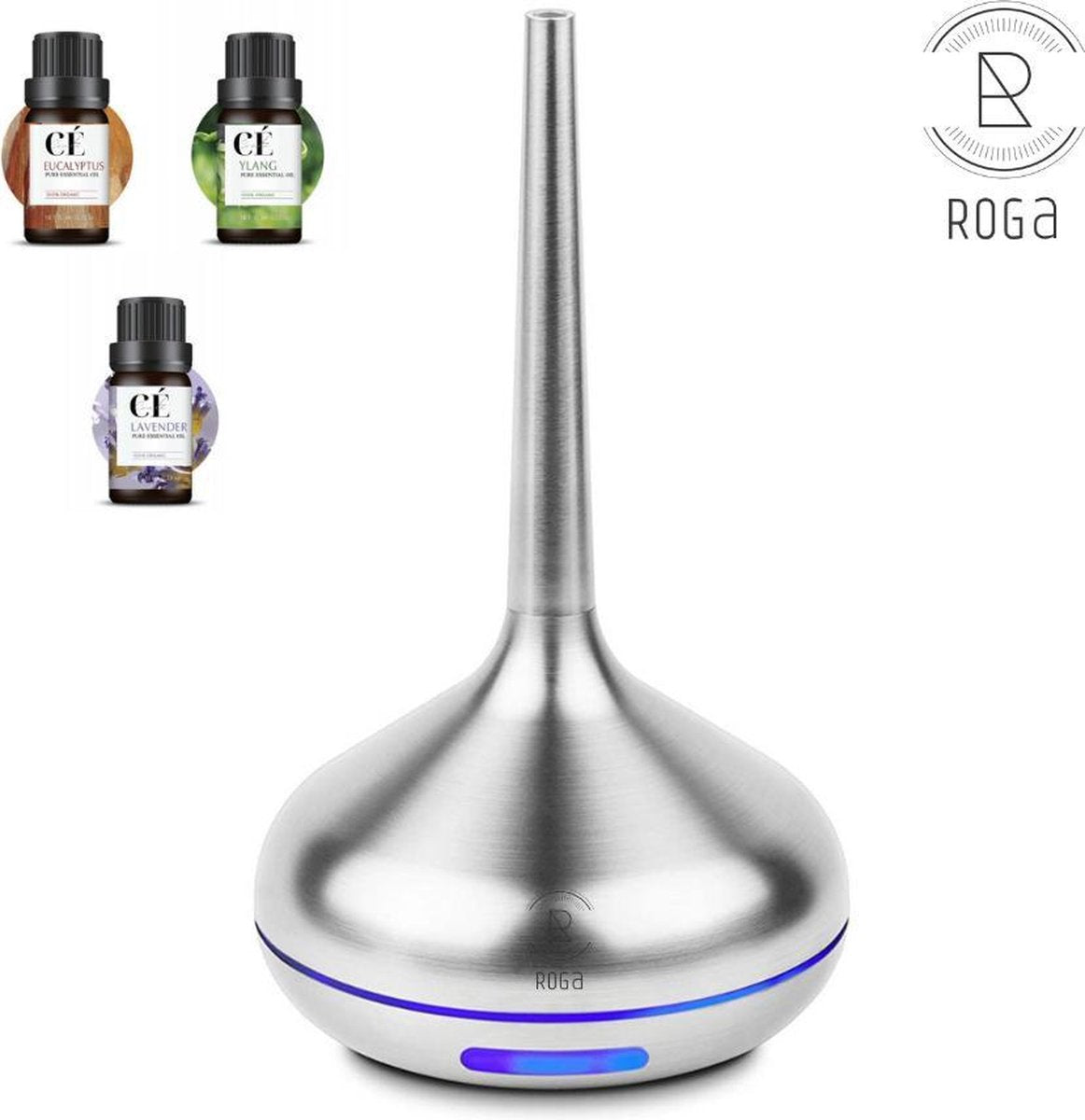 Roga Aroma diffuser - Aroma diffuser - Aroma therapie - Luchtbevochtiger - Geurverspreider - Luchtverfrisser - Vernevelaar - Zilver