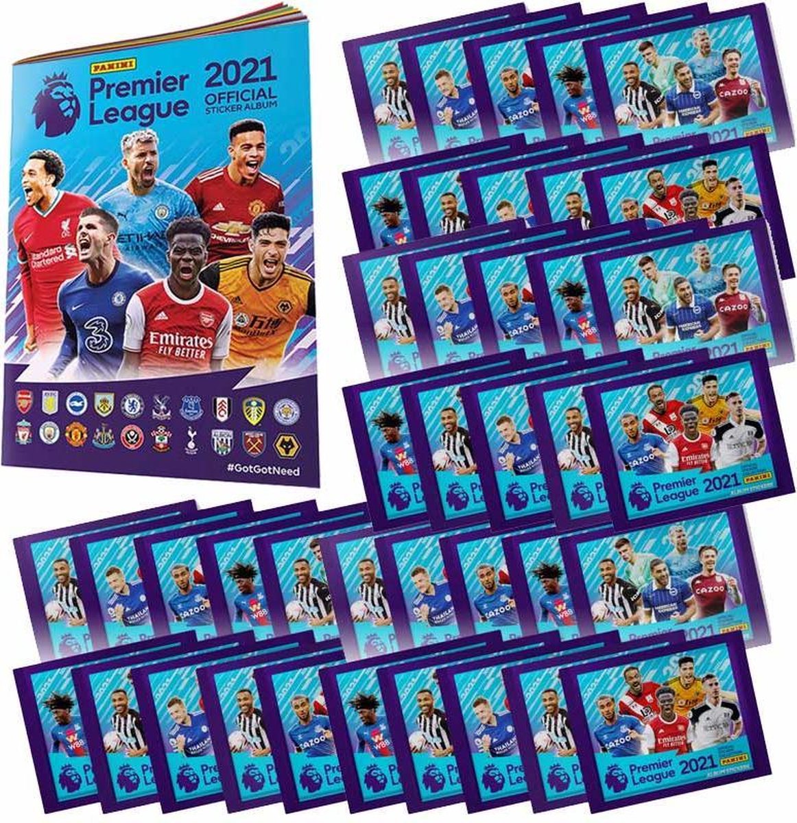 PANINI - PREMIER LEAGUE FOOTBALL 2021 - 1 ALBUM + 40 ZAKJES - SPECIALE AANBIEDING ENGELS