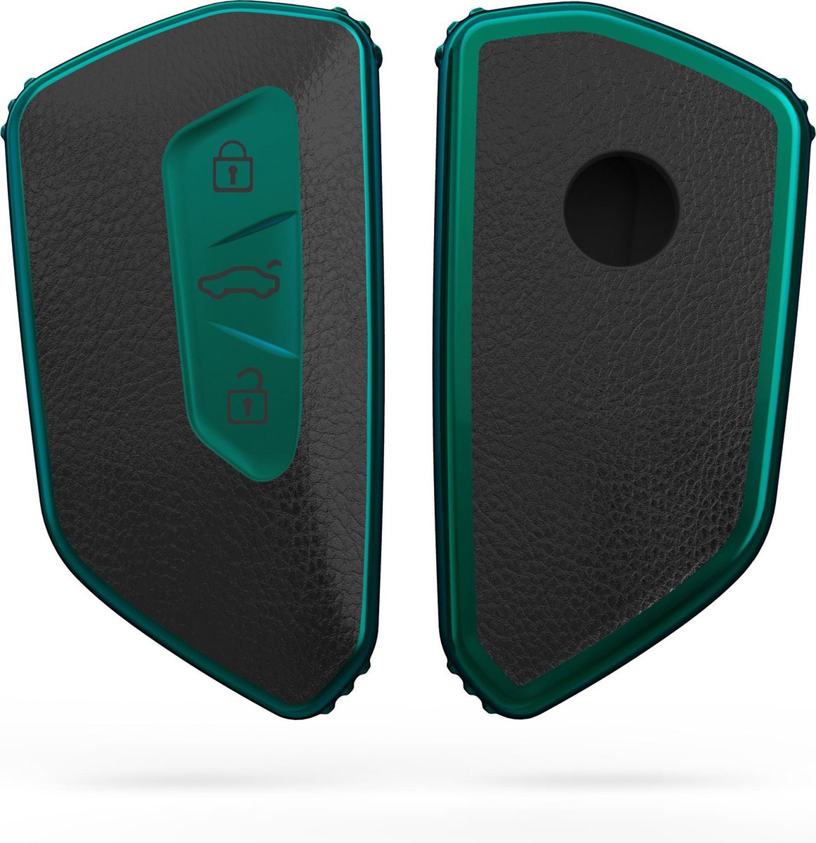kwmobile autosleutelhoes compatibel met VW Golf 8 3-knops autosleutel - TPU beschermhoes in groen / zwart - Autosleutelcover