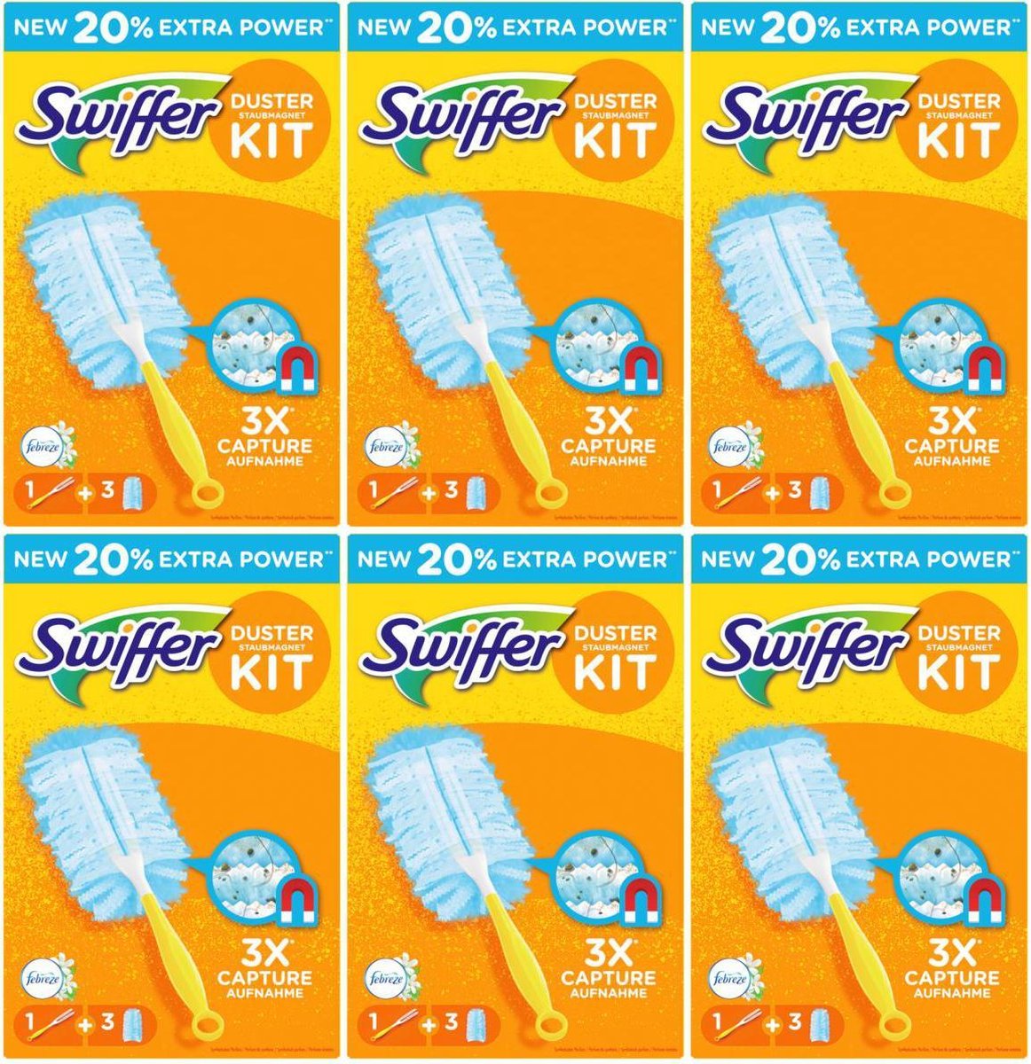 Swiffer Duster Stofdoekjes - 6 Starterkits met elk 3 navullingen Febreze